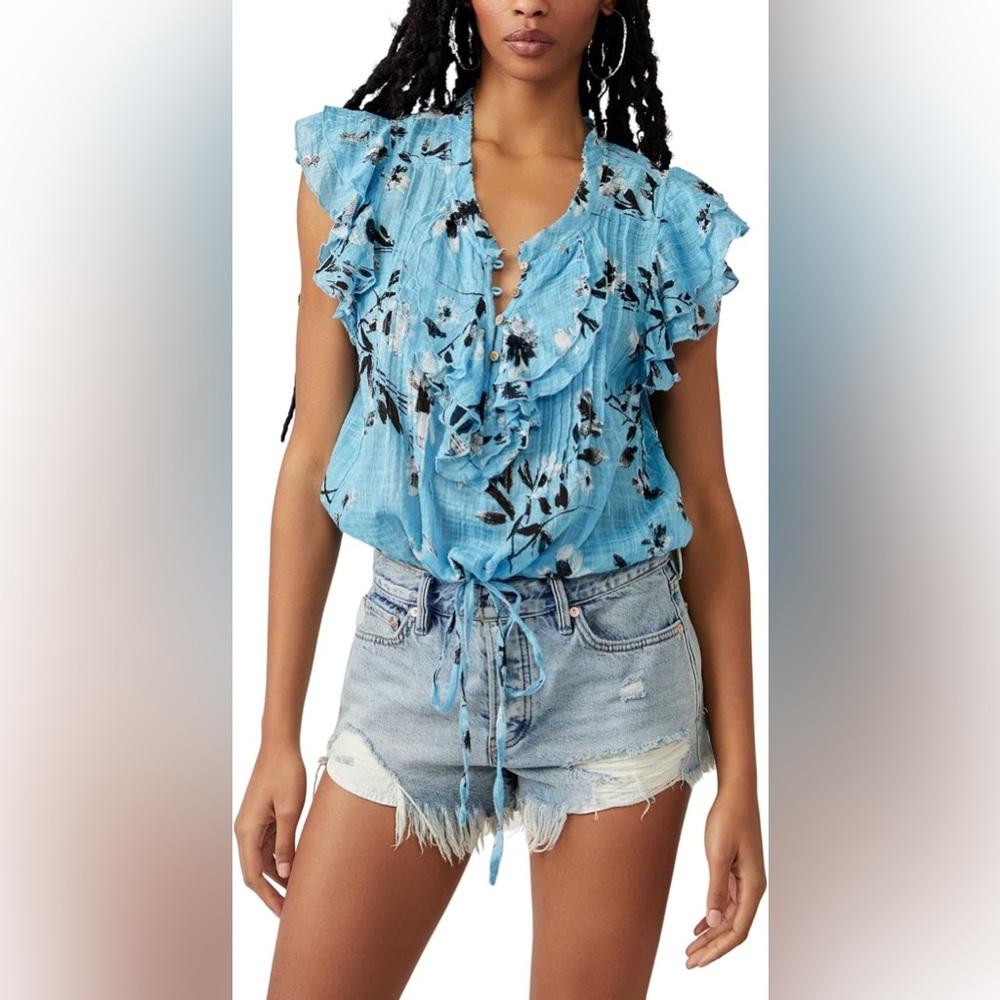 FREE PEOPLE Naya Floral Printed Blouse size L